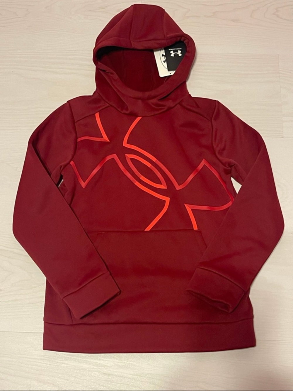 Under Armour Boys Burgundy Red Hoodie with Red Logo - Kids